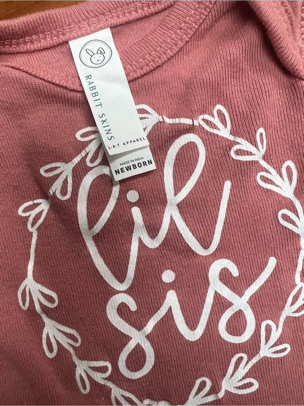 Lil Sis Rabbit Skins Short-Sleeve Baby Bodysuit in Rose Pink newborn